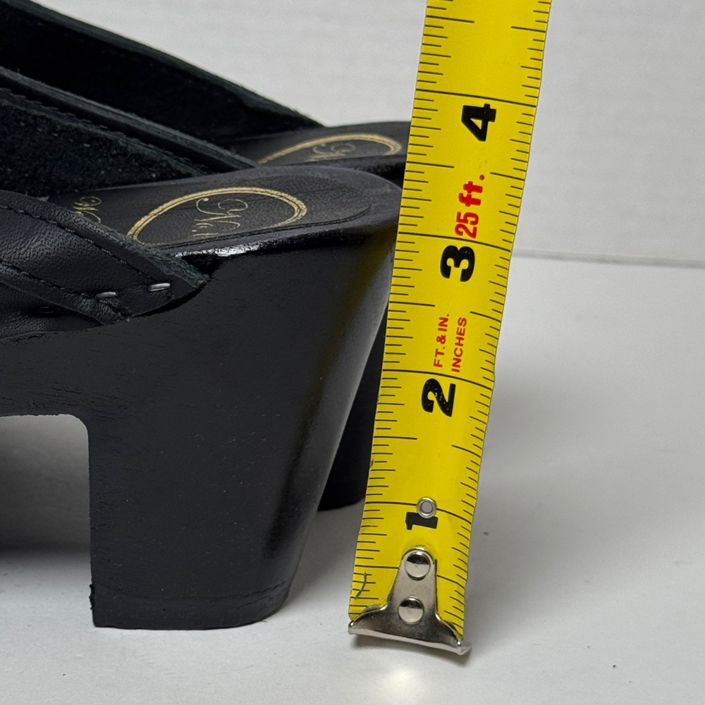 NO. 6 Store NWOB Old School Clog High Wooden Heel Black Leather Minimal Chic 38 - Picture 12 of 14